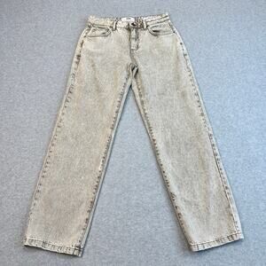 Cotton On Jeans SZ 6 Tan Brown Acid Wash Denim Low Rise Straight Button 5-Pocket
